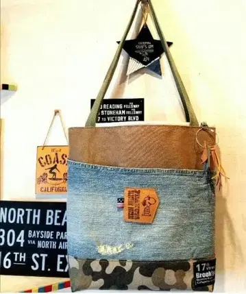 귀여운 데님 리메이크 핸드메이드 토트백
