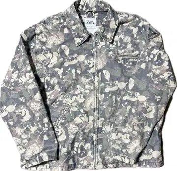 선착순 ZARA 리얼트리 아우터 자켓 카모 패턴 화이트 L 사이즈