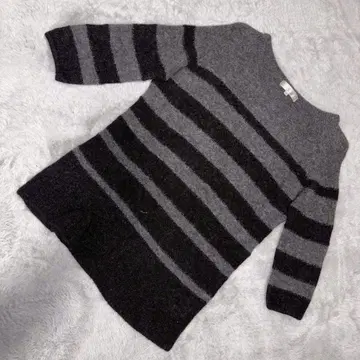 [ 자유구 ] 지유쿠(46) 7부 소매 니트 스웨터 보더 라메 보더