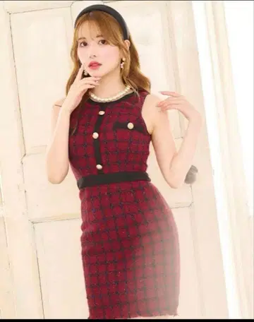 Jewels 깅엄 체크 버건디 드레스s