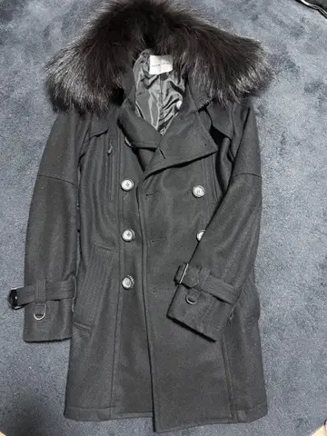 BUFFALO BOBS 블랙 울 더블 브레스트 코트