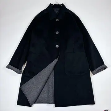 캐시미어 100% 더블 페이스 리버 코트 블랙 프리 사이즈