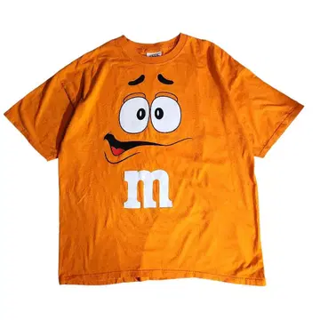 엠앤엠즈 m&ms 대형 프린트 티셔츠 오렌지 얼굴 85114