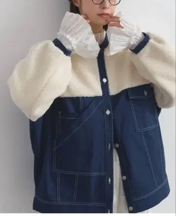 lupilien 도킹 데님 자켓 아이보리 x 네이비