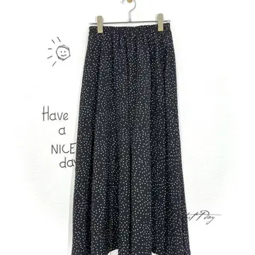 adapt retailing 물방울 패턴 롱 스커트 M 사이즈 상당 블랙
