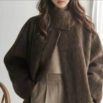 클래식 엘프 스텐칼라 코트 샤기 코트 M 브라운