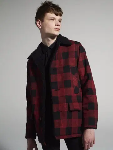 MINEDENIM 19AW 데님 버팔로 체크 보아 런치 코트