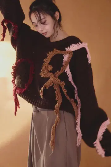 Andequal 비대칭 프린지 니트 Andequal