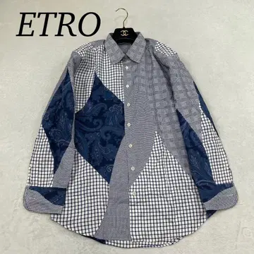 K149 미사용 새상품 M 에트로 이탈리아제 페이즐리 셔츠 블루 남성용