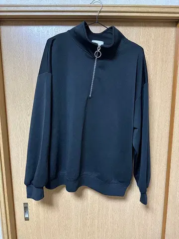 사이드 슬릿 코튼 분또 긴팔 하프 지퍼 티셔츠