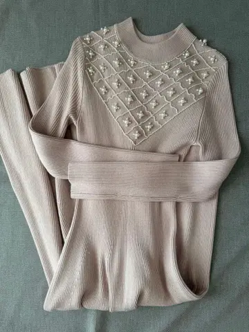 eimy istoire 펄 장식 하이넥 니트 원피스