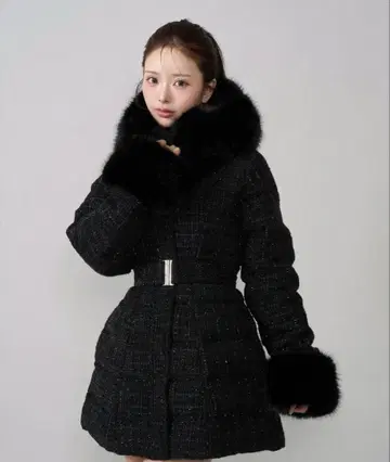 Darich 레이디 미디 트위드 다운 코트