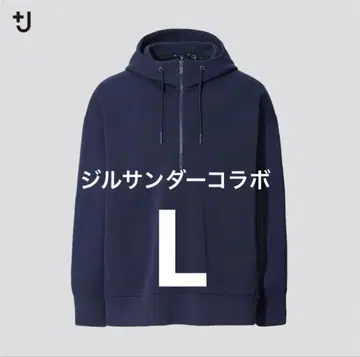 UNIQLO+J 드라이 맨투맨 하프 지퍼 후드티 L 네이비 새상품급