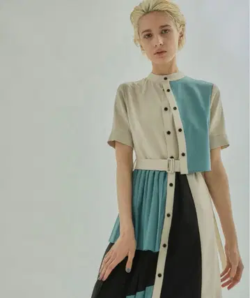 UNITED TOKYO 더블 버튼 셔츠 원피스