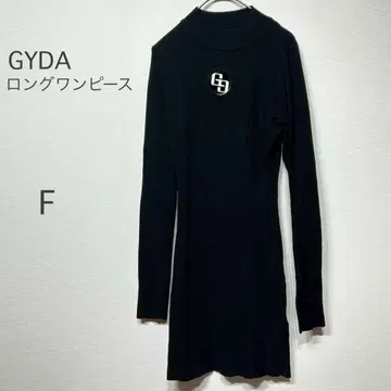 GYDA 로고 리브 니트 롱 원피스 블랙