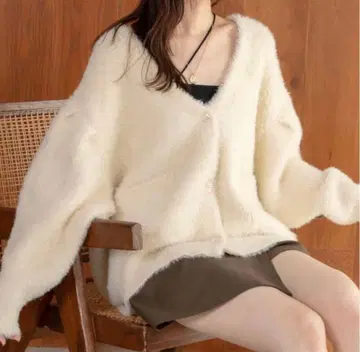 hinari 샤기 니트 가디건