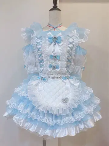 아이돌 의상 네이비 카페 핸드메이드 스카이블루 3종 세트