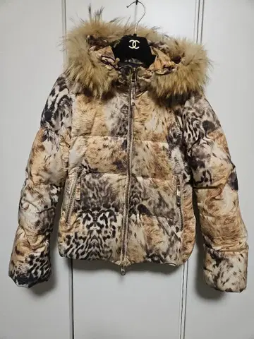 DUVETICA x DRESSCAMP 레오파드 무늬 퍼 부착 다운 자켓