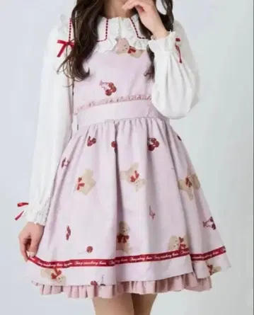 앙크루즈 teddy cherry 점프 스커트 블라우스 세트