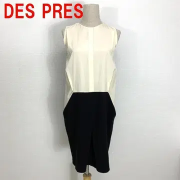 A3014 데프레 무릎 기장 슬리브리스 원피스 안감 있음 화이트 블랙 1