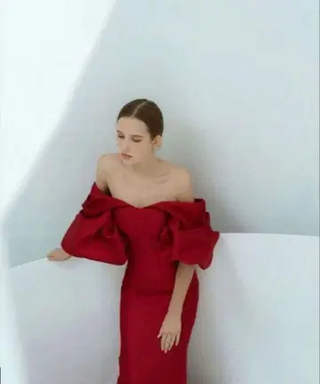 즉시 배송 오프숄더 머메이드 드레스 빨간색 촬영용 크리스마스