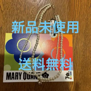 MARY QUANT 펄 목걸이 플라워 참 포함 핸드 타월