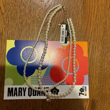 MARY QUANT 펄 목걸이 플라워 참 포함 핸드 타월