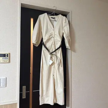 아이보리 셔츠 원피스 긴팔 벨트 포함