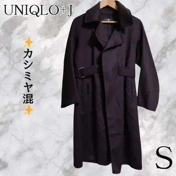 유니클로 플러스제이 캐시미어 블렌드 랩 코트 브라운 S