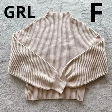 [새상품급] GRL(그레일) 프리 사이즈 긴팔 니트 베이지 귀여운 루즈핏