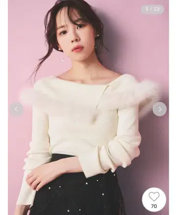 셀포드 퍼 트리밍 칼라 니트 풀오버 오프숄더 CELFORD