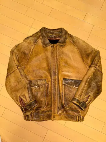 90's A2 가죽 플라이트 자켓 카멜