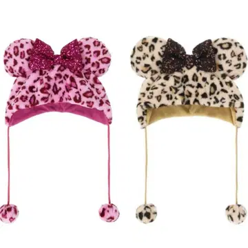 [새상품급] 디즈니 미니 팬캡 레오파드 무늬 핑크 & 브라운 2세트