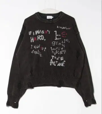 언더행크 데미지 폰트 니트 블랙