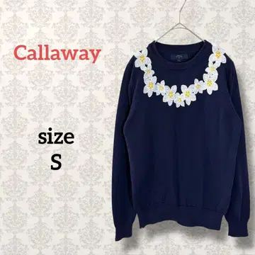 캘러웨이 [ S ] 꽃무늬 자수 니트탑 네이비 스웨터 긴팔 골프웨어