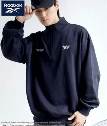 리복 속기모 하프 지퍼 풀오버 스웨트 네이비 L