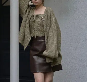 mideal 스팽글 니트 앙상블 올리브