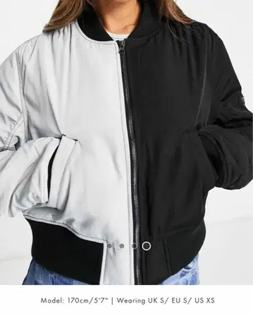 Top shop 크롭 기장 하프&하프 대비 봄버 자켓