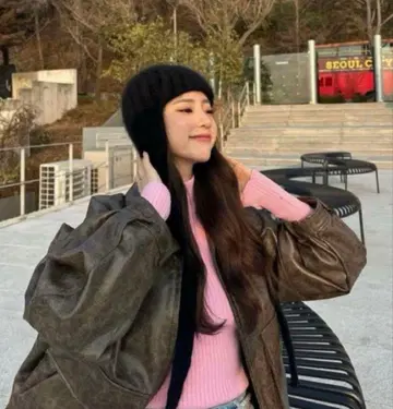 SLY FAUX LEATHER ZIP UP 블루종