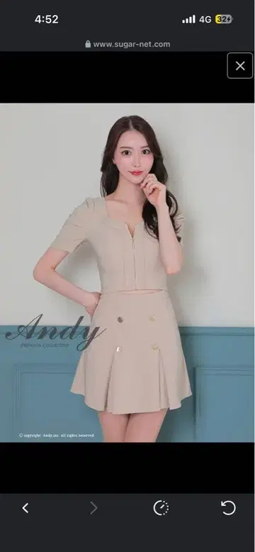 ANDY 프론트 지퍼 베이지 미니 드레스 XS 사이즈