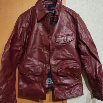 FORTIME 천연 가죽 자켓 M 버건디