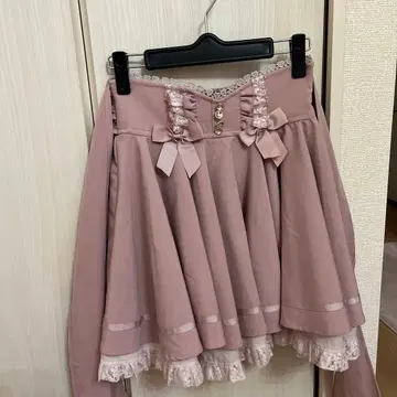 LIZ LISA 핑크 볼륨 플레어 스커트