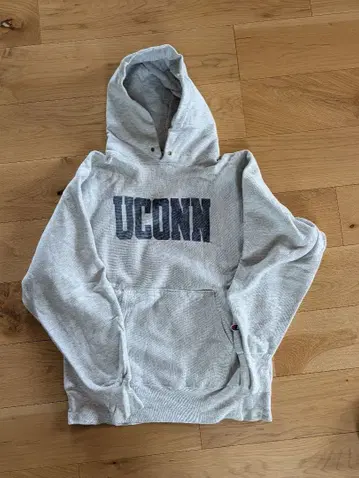 Champion UCONN 리버스 위브 후드티 L 잉크 프린트