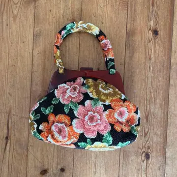 빈티지 가마구치 비즈 핸드백 쇼와 레트로