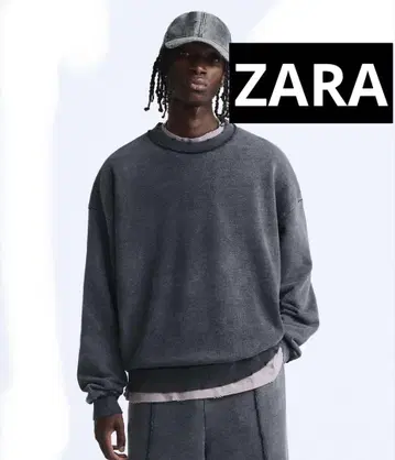 새상품 ZARA 데미지 유즈드 가공 약간 오버 사이즈 맨투맨