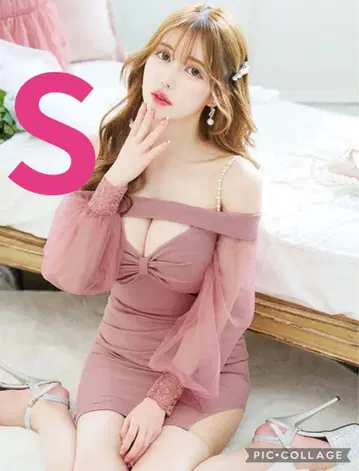 JEWELS 롱 슬리브 오프숄더 타이트 미니 드레스 S