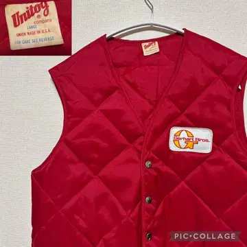 70s USA제 unitog 유니토그 퀼팅 베스트 빈티지 충전솜 L