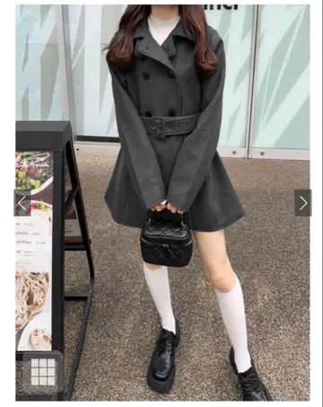 벨트 포함 스탠드 칼라 미들 기장 코트 [ze836]