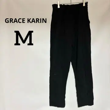새상품급 GRACE KARIN [ M ] 블랙 캐주얼 팬츠 허리밴딩