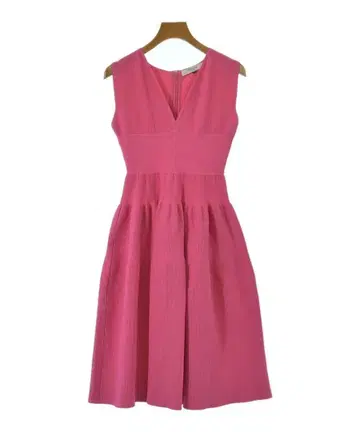 핑크 리브 편직 V넥 원피스